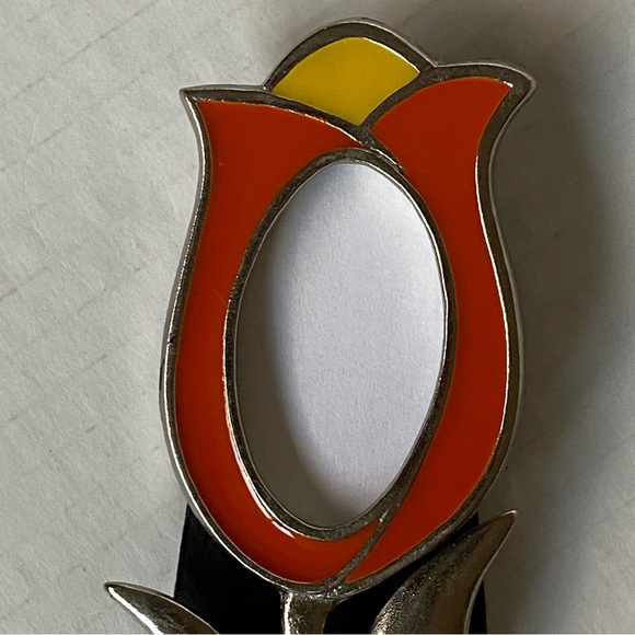 Ashleigh Manor Frame Enameled Tulip Flower Picture Size 1” X 2” Orange Pink - Picture 5 of 16